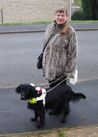 Picture of Annabel with Amy in her Harness on the Driveway